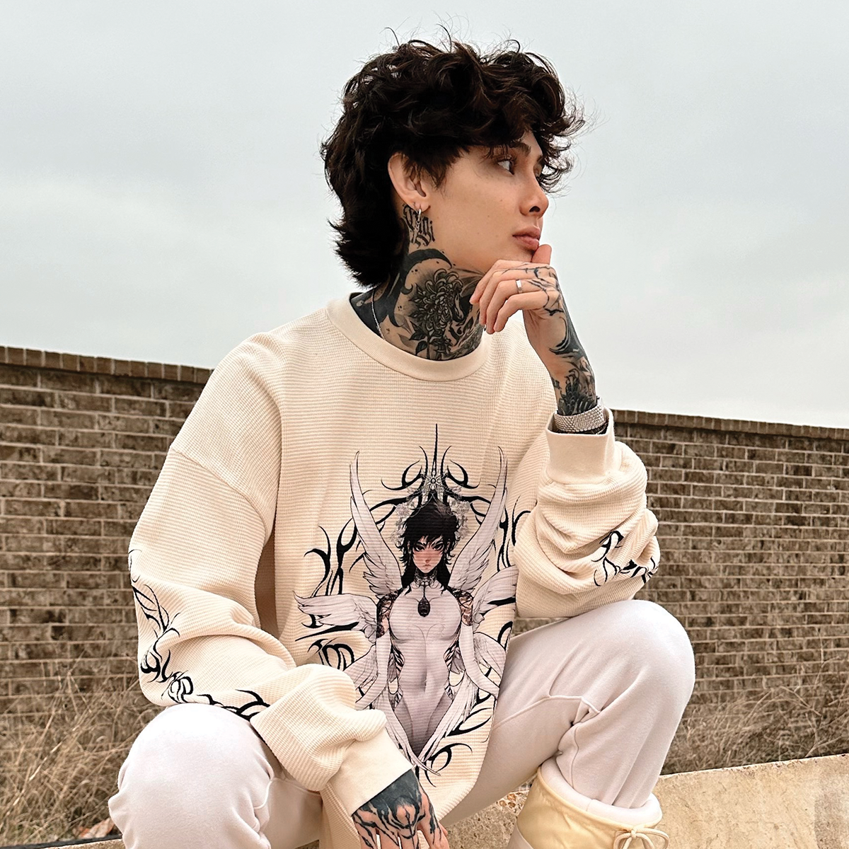 Maza Creme Thermal Crewneck